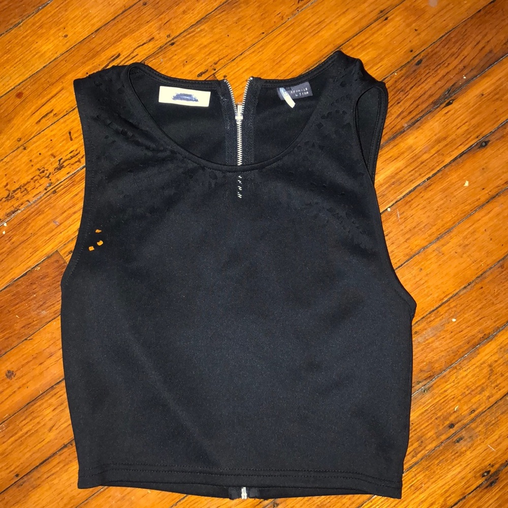 cut out/zip up black tank